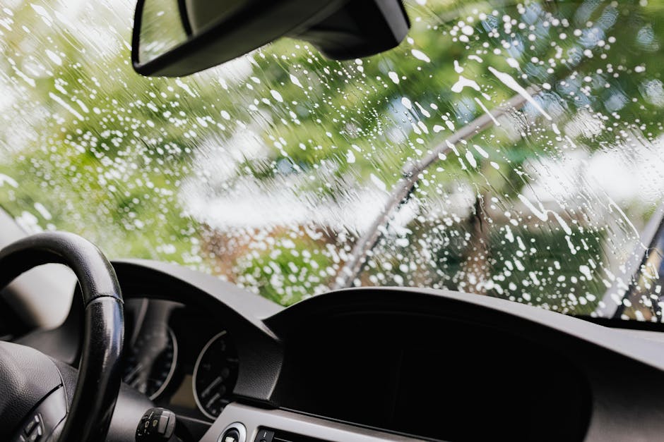 Car driving with a clear, perfectly installed windshield